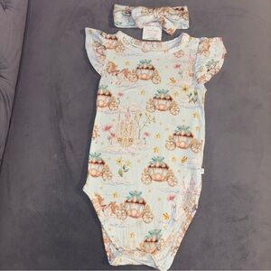 Baby Girls Posh Peanut Fairytale Onesie & Matching Headband Bow Size:18-24Months